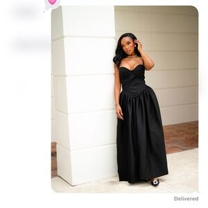 PrettyLittleThing Black Strapless Dress